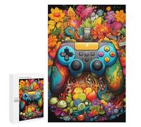 Puzzle pour Adolescents 1000 PCS Colorful Floral Gaming Controller Artwork Puzzle pour Adultes - Jouet À Monter Soi-même - Défi Difficile - Cadeaux De Noël Et d'anniversaire 1000 PCS