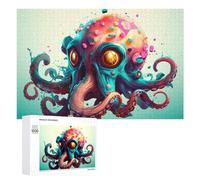 Puzzle pour Adolescents 1000 PCS Colorful Octopus Skull Illustration Puzzle pour Adultes Jeux Amusants Cadeaux De Décoration Parfaits pour Les Amis Et La Famille 1000 PCS