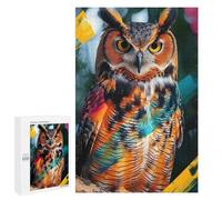 Puzzle pour Adolescents 1000 PCS Colorful Owl with Abstract Strokes Puzzles pour Adolescents - Jouets Anti-Stress - Améliore La Mémoire - Idéal comme Cadeau 1000 PCS
