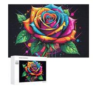 Puzzle pour Adolescents 1000 PCS Colorful Rainbow Rose Art Puzzle pour Adultes Jeux Relaxants pour Améliorer La Mémoire Cadeaux d'anniversaire Et De Noël Uniques 1000 PCS