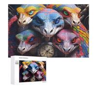 Puzzle pour Adolescents 1000 PCS Colorful Serpent Heads with Clock Puzzle pour Adultes Jeux Amusants Cadeaux De Décoration Parfaits pour Les Amis Et La Famille 1000 PCS