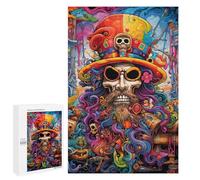 Puzzle pour Adolescents 1000 PCS Colorful Skull Pirate Artwork Puzzle pour Adultes Jeux Amusants Cadeaux De Décoration Parfaits pour Les Amis Et La Famille 1000 PCS