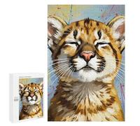 Puzzle pour Adolescents 1000 PCS Content Cougar Cub Portrait Painting Puzzle pour Adultes Jeux De Détente Décoration Parfaite Cadeaux d'anniversaire Et Cadeaux Uniques 1000 PCS