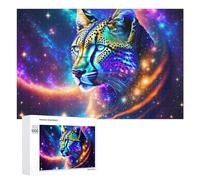 Puzzle pour Adolescents 1000 PCS Cosmic Leopard Art Print Puzzle pour Adultes - Jeu Manuel - Décoration Murale - Cadeaux Uniques pour Anniversaire Et Noël 1000 PCS
