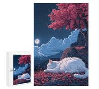 Puzzle pour Adolescents 1000 PCS Cute Cat Sleeping Sakura Puzzle pour Adultes - Jeux Relaxants - Décoration Intérieure - Cadeaux Uniques d'anniversaire Et De Noël 1000 PCS
