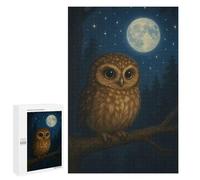 Puzzle pour Adolescents 1000 PCS Cute Owl Under Moonlight Puzzle pour Adultes Jeux Relaxants, Amusants Et Humoristiques Cadeaux d'anniversaire Uniques 1000 PCS