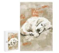 Puzzle Pour Adolescents 1000 PCS Cute Sleeping Golden Retriever Pup Nursery Illustration Digital Art Puzzles Pour Adultes Jeux De Famille Cadeau D'anniversaire Activités Amusantes À La Maison, 1000 PC