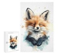 Puzzle pour Adolescents 1000 PCS Cute Smiling Fox Watercolor Jeux De Puzzle en Famille pour S'amuser en Famille Cadeaux d'anniversaire Et Cadeaux Uniques 1000 PCS