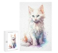 Puzzle pour Adolescents 1000 PCS Cute Turkish Angora Kitten Puzzles pour Adultes - Décoration Murale - Idée pour Passer Le Temps À La Maison - Anniversaire, Noël 1000 PCS