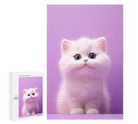 Puzzle pour Adolescents 1000 PCS Cute White Kitten Puzzles pour Adultes Jeux De Bricolage Analyse Et Logique Jeu Stimulant Cadeaux 1000 PCS