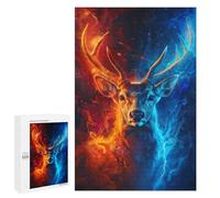 Puzzle pour Adolescents 1000 PCS Deer Fire and Ice Art Print Puzzles pour Adultes Découpe De Précision Stimule Le Cerveau Jeu Amusant Et Stimulant pour Toute La Famille 1000 PCS