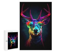 Puzzle pour Adolescents 1000 PCS Deer Neon Sunglasses Puzzles pour Adolescents - Jouets Anti-Stress - Améliore La Mémoire - Idéal comme Cadeau 1000 PCS