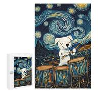 Puzzle pour Adolescents 1000 PCS Dog Playing Drums Starry Night Puzzle pour Adultes - Jeux Relaxants - Décoration Intérieure - Cadeaux Uniques d'anniversaire Et De Noël 1000 PCS