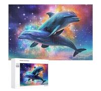 Puzzle pour Adolescents 1000 PCS Dolphins in Cosmic Harmony Puzzle pour Adultes Jeux Relaxants pour Améliorer La Mémoire Cadeaux d'anniversaire Et De Noël Uniques 1000 PCS