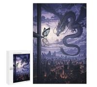 Puzzle pour Adolescents 1000 PCS Dragon Butterfly Cityscape Night Puzzle pour Adultes - Jeu Manuel - Décoration Murale - Difficile Et Stimulant 1000 PCS