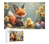 Puzzle pour Adolescents 1000 PCS Easter Fox and Chick Puzzle pour Adultes - Jeu Manuel - Décoration Murale - Cadeaux Uniques pour Anniversaire Et Noël 1000 PCS