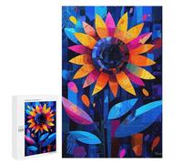 Puzzle pour Adolescents 1000 PCS Expressionist Geometry Sunflower - Vibrant Abstract Floral Art Puzzle pour Adultes - Jeu Manuel - Décoration Murale - Difficile Et Stimulant 1000 PCS