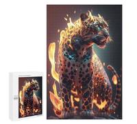 Puzzle pour Adolescents 1000 PCS Fire Flames Fantasy Jaguar Puzzles pour Adolescents - Jouets Anti-Stress - Améliore La Mémoire - Idéal comme Cadeau 1000 PCS