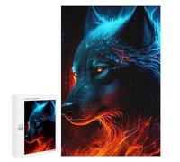 Puzzle pour Adolescents 1000 PCS Flame Wolf Artwork -3 Puzzles pour Adolescents - Jouets Anti-Stress - Améliore La Mémoire - Idéal comme Cadeau 1000 PCS