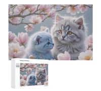 Puzzle pour Adolescents 1000 PCS Floral Kittens Cute Cats in Blossoms Puzzle pour Adultes - Jeu Manuel - Décoration Murale - Cadeaux Uniques pour Anniversaire Et Noël 1000 PCS