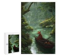 Puzzle pour Adolescents 1000 PCS Fox in A Boat on River Puzzles pour Adultes - Décoration Murale - Idée pour Passer Le Temps À La Maison - Anniversaire, Noël 1000 PCS