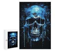 Puzzle pour Adolescents 1000 PCS Glowing Blue Skull Artwork-1 Puzzle pour Adultes Jeux Amusants Cadeaux De Décoration Parfaits pour Les Amis Et La Famille 1000 PCS
