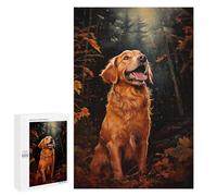 Puzzle pour Adolescents 1000 PCS Golden Retriever in Autumn Forest Puzzle pour Adultes - Jeu Manuel - Décoration Murale - Difficile Et Stimulant 1000 PCS