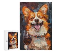 Puzzle pour Adolescents 1000 PCS Happy Corgi Red Wine Puzzle pour Adultes - Jeux Relaxants - Décoration Intérieure - Cadeaux Uniques d'anniversaire Et De Noël 1000 PCS
