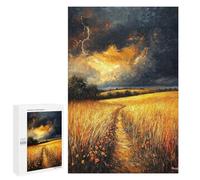 Puzzle pour Adolescents 1000 PCS Impressionist Inspired Storm Over Golden Fields Puzzle pour Adultes Jeux Relaxants, Amusants Et Humoristiques Cadeaux d'anniversaire Uniques 1000 PCS