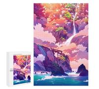 Puzzle pour Adolescents 1000 PCS Island with Waterfall and Bridge Puzzle pour Adultes - Jouet À Monter Soi-même - Défi Difficile - Cadeaux De Noël Et d'anniversaire 1000 PCS