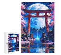 Puzzle pour Adolescents 1000 PCS Japanese Moonlit Waterfall Puzzles pour Adultes Jeux De Bricolage Analyse Et Logique Jeu Stimulant Cadeaux 1000 PCS