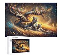 Puzzle pour Adolescents 1000 PCS Leopard Family in Fantasy Forest Puzzle pour Adultes - Jeu Manuel - Décoration Murale - Cadeaux Uniques pour Anniversaire Et Noël 1000 PCS