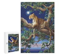 Puzzle pour Adolescents 1000 PCS Leopard in Moonlit Tree-2 Puzzles pour Adultes Découpe De Précision Stimule Le Cerveau Jeu Amusant Et Stimulant pour Toute La Famille 1000 PCS
