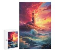 Puzzle pour Adolescents 1000 PCS Lighthouse Ocean Sunset Puzzles pour Adultes Découpe De Précision Stimule Le Cerveau Jeu Amusant Et Stimulant pour Toute La Famille 1000 PCS