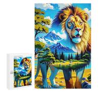 Puzzle pour Adolescents 1000 PCS Lion Landscape Animal Puzzle pour Adultes Jeux Relaxants, Amusants Et Humoristiques Cadeaux d'anniversaire Uniques 1000 PCS