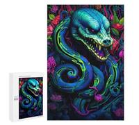 Puzzle pour Adolescents 1000 PCS Neon Serpent Amidst Flowers Puzzle pour Adultes Jeux Relaxants pour Améliorer La Mémoire Cadeaux d'anniversaire Et De Noël Uniques 1000 PCS