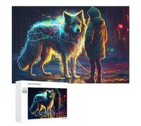Puzzle pour Adolescents 1000 PCS Neon Wolf in Urban Night Puzzle pour Adultes - Jouet À Monter Soi-même - Défi Difficile - Cadeaux De Noël Et d'anniversaire 1000 PCS
