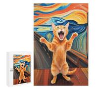 Puzzle pour Adolescents 1000 PCS Orange Cat The Scream Jeux De Puzzle en Famille pour S'amuser en Famille Cadeaux d'anniversaire Et Cadeaux Uniques 1000 PCS