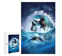 Puzzle pour Adolescents 1000 PCS Orcas Leaping Through Waves Puzzle pour Adultes Jeux Relaxants, Amusants Et Humoristiques Cadeaux d'anniversaire Uniques 1000 PCS