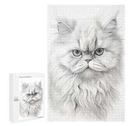 Puzzle pour Adolescents 1000 PCS Persian Cat Pencil Drawing Puzzles pour Adolescents - Jouets Anti-Stress - Assemblage De Motifs - Cadeaux Uniques pour Anniversaire Et Noël 1000 PCS