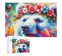 Puzzle pour Adolescents 1000 PCS Pièces De Puzzle Acrylic Majestic Blossoming Bear Puzzles pour Adultes, Jeu Familial Anti-Stress, Défi À Relever 1000 PCS