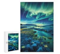 Puzzle pour Adolescents 1000 PCS Pièces De Puzzle Aurora Borealis Over Rocky Landscape Puzzles pour Adolescents - Décoration Murale - Cadeaux pour Femmes, Amis Et Famille 1000 PCS