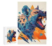 Puzzle pour Adolescents 1000 PCS Pièces De Puzzle Colorful Hyena Illustration with Geometric Shapes Puzzles pour Adultes, Jeu Familial Anti-Stress, Défi À Relever 1000 PCS