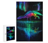 Puzzle pour Adolescents 1000 PCS Pièces De Puzzle Dinosaur Aurora Borealis Puzzles pour Adolescents - Décoration Murale - Cadeaux pour Femmes, Amis Et Famille 1000 PCS