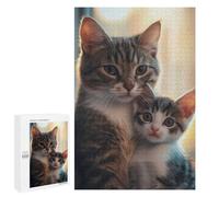 Puzzle pour Adolescents 1000 PCS Pièces De Puzzle Mother Cat and Kitten Puzzles pour Adolescents - Décoration Murale - Cadeaux pour Femmes, Amis Et Famille 1000 PCS