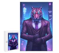 Puzzle pour Adolescents 1000 PCS Pièces De Puzzle Neon Tiger in Suit Puzzles pour Adolescents - Décoration Murale - Cadeaux pour Femmes, Amis Et Famille 1000 PCS
