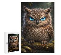 Puzzle pour Adolescents 1000 PCS Pièces De Puzzle Owl with Piercing Blue Eyes Portrait Puzzles pour Adultes, Jeu Familial Anti-Stress, Défi À Relever 1000 PCS