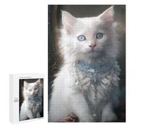 Puzzle pour Adolescents 1000 PCS Pièces De Puzzle Regal White Cat Portrait -5 Puzzles pour Adolescents - Décoration Murale - Cadeaux pour Femmes, Amis Et Famille 1000 PCS