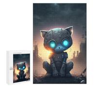Puzzle pour Adolescents 1000 PCS Pièces De Puzzle Robotic Cat in Apocalyptic Cityscape Puzzles pour Adolescents - Décoration Murale - Cadeaux pour Femmes, Amis Et Famille 1000 PCS