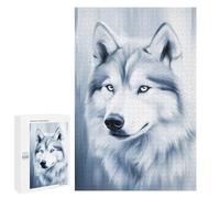 Puzzle pour Adolescents 1000 PCS Pièces De Puzzle Siberian Husky Portrait in Blue Tones Puzzles pour Adultes, Jeu Familial Anti-Stress, Défi À Relever 1000 PCS